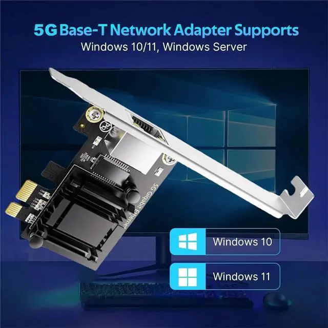 Alt view image 5 of 7 - 5G PCI-E to RJ45 Network Card 8126 1000/2500/5000Mbps RJ45 Interface Gigabit Ethernet PCI Express X1 X4 X8 X16 Adapter