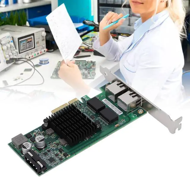 Alt view image 7 of 7 - Gigabit Network Card, PCIE X4 Rj45 10/100/1000Mbps Gigabit Dual Port Electric Port Network Adapter Support Jumbo Frames, Tso, VLAN, PXE, WOL