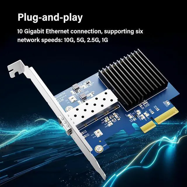 Alt view image 6 of 7 - Stable 10G Opt Networking Card PCIe3.0 4X Slot Metal Heat Sink Professional Servers Cluster SFP+ Fiber Ethernet Adapter