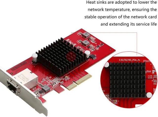Alt view image 4 of 7 - PCIExpress3.0 Ethernet Card for Desktop 10G 5Gbps 2.5Gbps Multiple Gigabit Networking Adapters Stable Performances