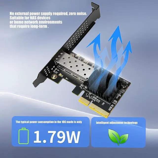 Alt view image 7 of 7 - 10G SFP+ Ethernet Card, PCIe Adapter with Single Port, Supports Wake on LAN and Large Frame, for Server Workstation NAS
