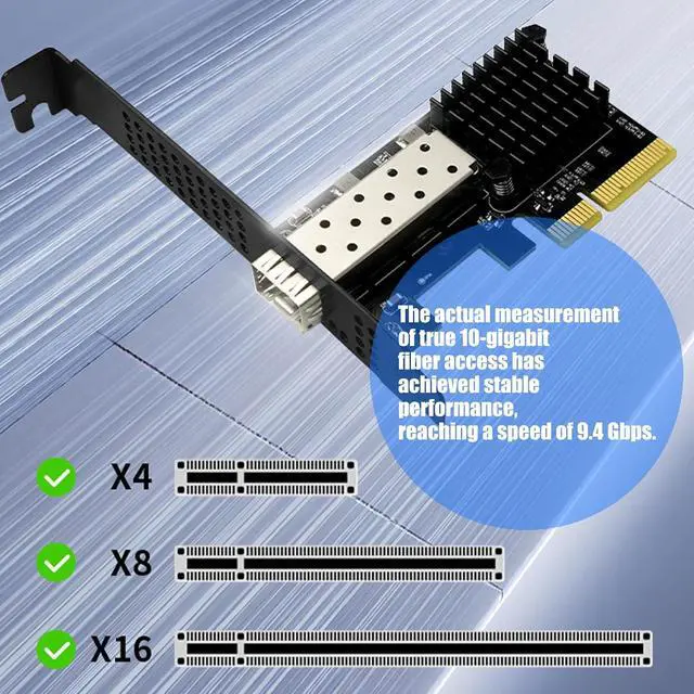 Alt view image 3 of 7 - 10G SFP+ Ethernet Card, PCIe Adapter with Single Port, Supports Wake on LAN and Large Frame, for Server Workstation NAS