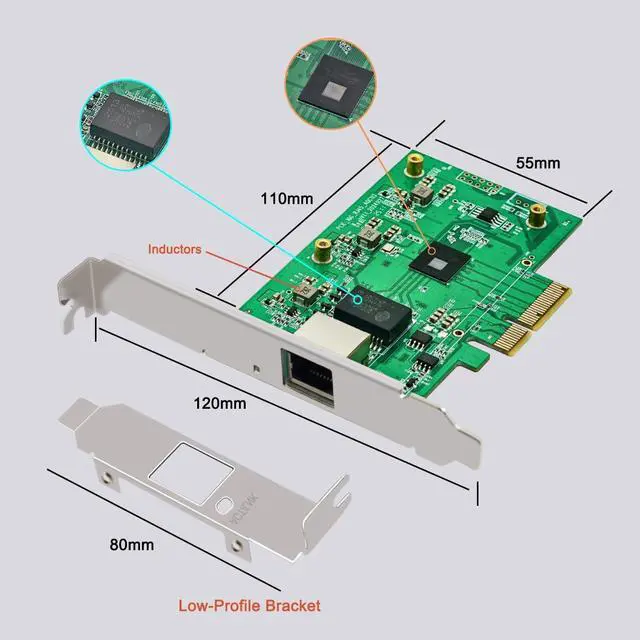 Alt view image 4 of 6 - PCIe x4 10G Ethernet Network Adapter Single-Port RJ45 Support 2.5G/5G/10G,Windows/Linux/Ubuntu/VMware Compatible,Low Power Consumption