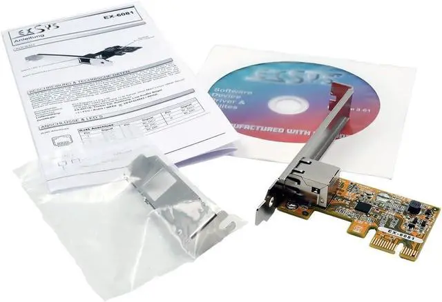 Alt view image 2 of 3 - EX-6081 PCIe 2.5 Gigabit Ethernet 1 RJ45 Network Card