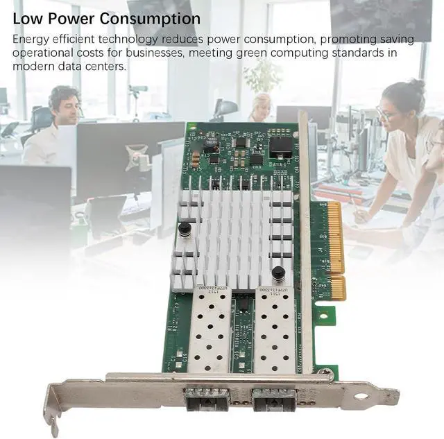 Alt view image 2 of 7 - Low Power Consumption SFP and PCI E Network Card NIC, 10Gb for Server, Converged Dual SFP and Port PCIE X 8 PCI Express Ethernet LAN Adapter, High Speed SFP and PCIE Network