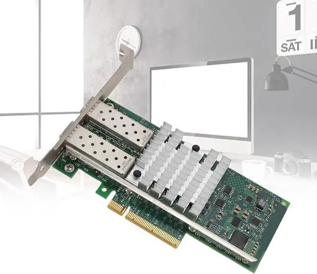 Alt view image 3 of 7 - Low Power Consumption SFP and PCI E Network Card NIC, 10Gb for Server, Converged Dual SFP and Port PCIE X 8 PCI Express Ethernet LAN Adapter, High Speed SFP and PCIE Network