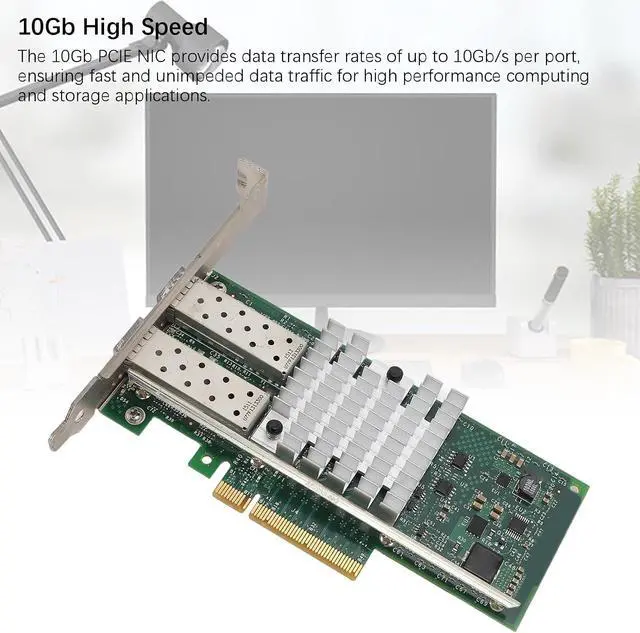 Alt view image 5 of 7 - Low Power Consumption SFP and PCI E Network Card NIC, 10Gb for Server, Converged Dual SFP and Port PCIE X 8 PCI Express Ethernet LAN Adapter, High Speed SFP and PCIE Network