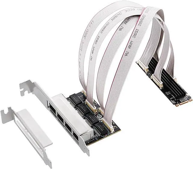 Main image of M.2 (B+M Key) to 4-Port RJ45 Gigabit Ethernet Network Card RTL8111H Chip LAN Adapter with 4 RJ45 Ports, High-Speed 10/100/1000 Mbps for Gaming, NAS, Industrial Control & Servers