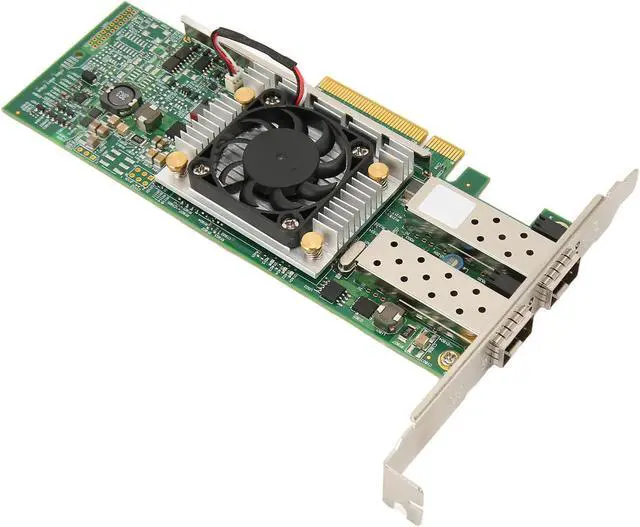 Alt view image 4 of 7 - 10Gb PCIE NIC Network Card, Dual SFP Port, with BCM57810 Controller, PCIe X8 Ethernet Converged Network Adapter with Cooling Fan, Fast Heat Dissipation