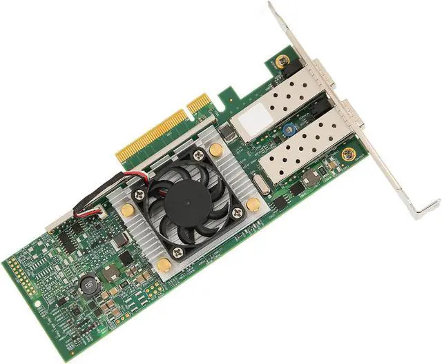 Alt view image 5 of 7 - 10Gb PCIE NIC Network Card, Dual SFP Port, with BCM57810 Controller, PCIe X8 Ethernet Converged Network Adapter with Cooling Fan, Fast Heat Dissipation