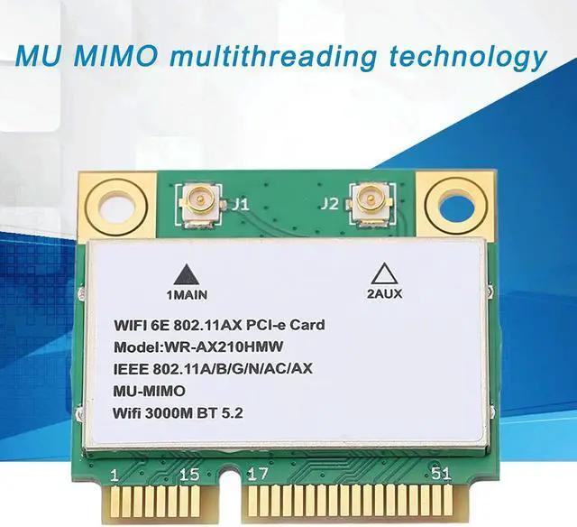 Alt view image 2 of 7 - Wireless Network Card 5374M, 2400MBps to 6Ghz, Mu Mimo Multi Threading Technology, WiFi 6E 5G Three Frequency Gigabit, PCB WiFi Card, BT5.2 is Suitable for Laptop Computers