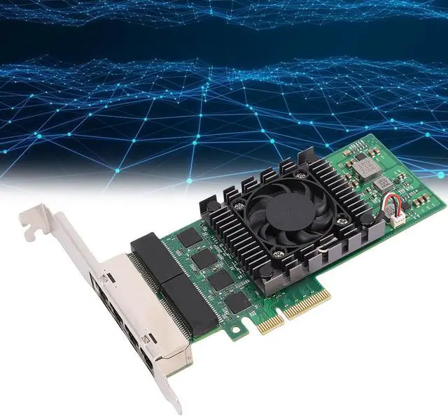 Alt view image 2 of 6 - Gigabit Ethernet Network Card, PCI Express X4 NIC Card with 4 RJ45 Ports and LED Indicators, for Servers Desktops Industrial Computers