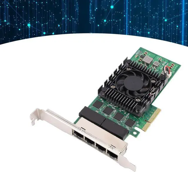 Alt view image 3 of 6 - Gigabit Ethernet Network Card, PCI Express X4 NIC Card with 4 RJ45 Ports and LED Indicators, for Servers Desktops Industrial Computers