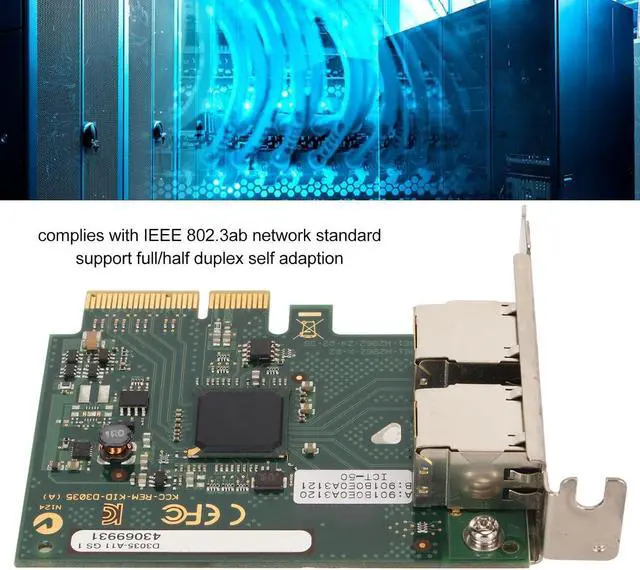Alt view image 2 of 7 - Server Network Adapter 10 100 1000Mbps 2 RJ45 Remote Wake Up Self Adaptive PCIe Network Card for Gigabit, Professional Accessories
