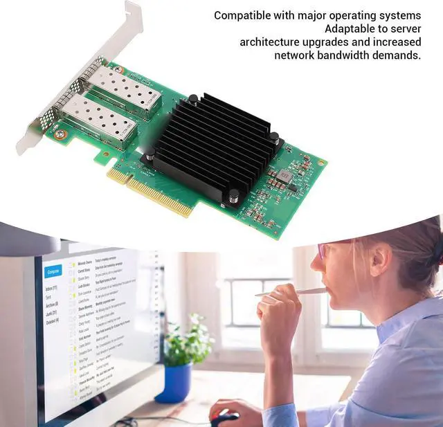 Alt view image 5 of 7 - Diyeeni 2 Port Ethernet Network Card 25G SFP28 PCIe Network Adapter with ConnectX5EN Chip for Data Center Cloud Computing VMware