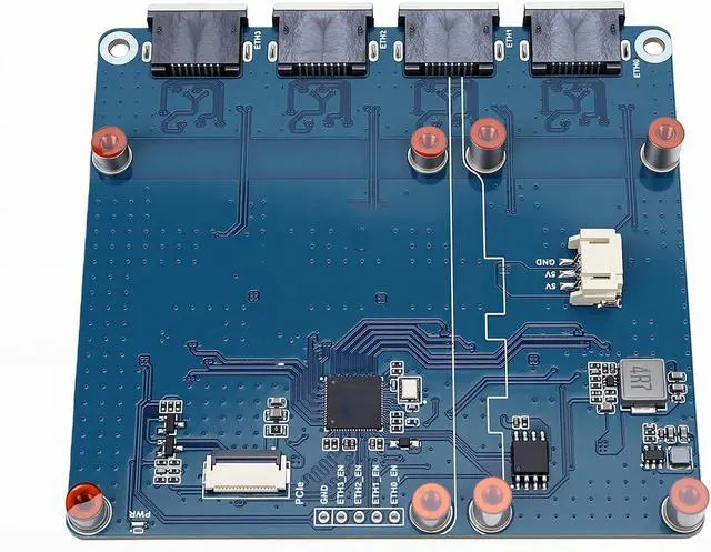 Alt view image 6 of 7 - Fabater 4 Port Gigabit PCIe Network Adapter, 4 Port RJ45 Network Adapter with Green and Yellow Status Indicators, Plug and Play No Driver Required for Pi 5