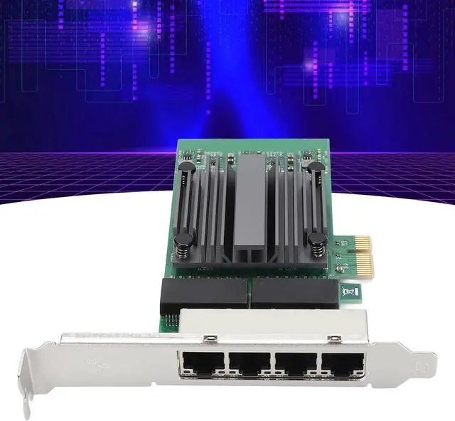 Alt view image 3 of 7 - 100/1000Mbps Gigabit Ethernet PCI Express Network Card, 4 RJ45 Ports Gigabit Ethernet Server Adapter for 82571 Chip, Network Card with 8 LED Indicators