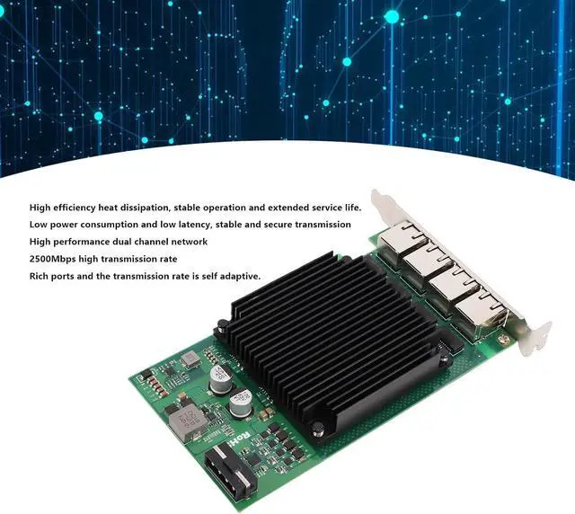 Alt view image 2 of 7 - GOWENIC 4 Port PoE PCIe Network Card, 2.5G Gigabit Ethernet Card with Heat Dissipation Design, RJ45 Ethernet NIC Adapter for Desktop PC Server Linux VMware