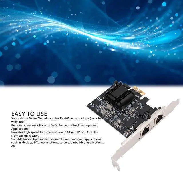 Alt view image 2 of 7 - Gugxiom 2.5G Base T PCIe Network Card with RTL8125B, Dual Port RJ45 LAN Ethernet Adapter, 2500/1000/100Mbps, Support PXE, for PC Server