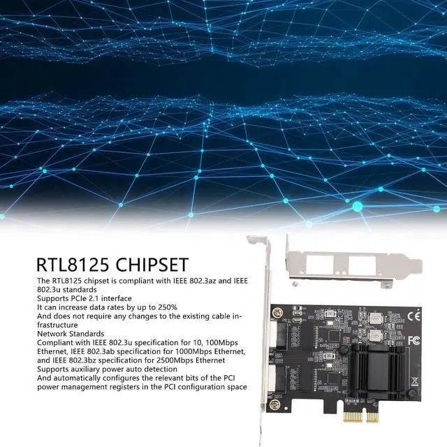 Alt view image 3 of 7 - Gugxiom 2.5G Base T PCIe Network Card with RTL8125B, Dual Port RJ45 LAN Ethernet Adapter, 2500/1000/100Mbps, Support PXE, for PC Server