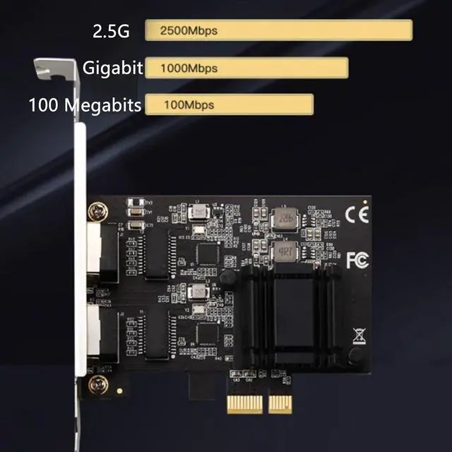 Alt view image 6 of 7 - Gugxiom 2.5G Base T PCIe Network Card with RTL8125B, Dual Port RJ45 LAN Ethernet Adapter, 2500/1000/100Mbps, Support PXE, for PC Server