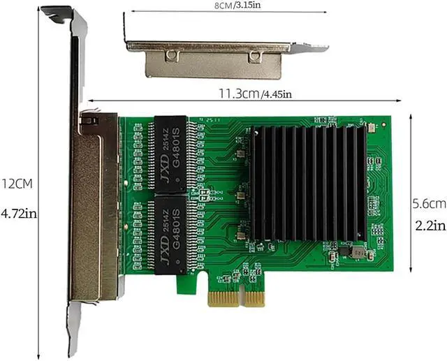 Alt view image 2 of 6 - PCIe 1x to 4 Port RJ45 Gigabit Ethernet Network Card Compatible with RTL8111H Chipset Multi Port RJ45 NIC for Desktop and Server