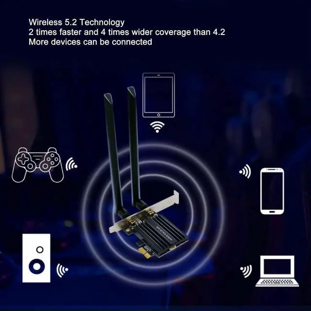 Alt view image 3 of 7 - Wireless LAN Card 6E PCIE, Lower Latency Faster Speed, BT 5.2 Technology, Gold Plated Interface Built in Heat Sink, Multi Band 5Ghz 6Ghz 2.4Ghz for PC