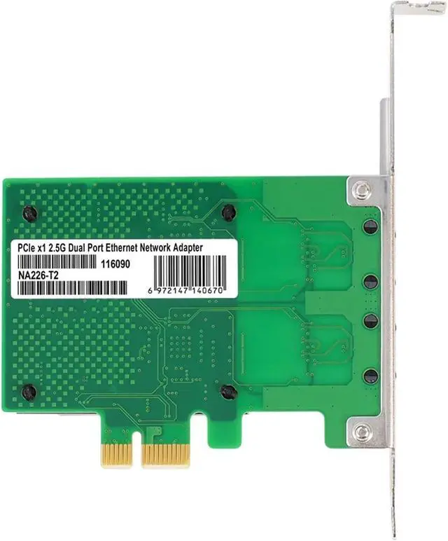 Alt view image 4 of 4 - I226 Chip Network Card 2500Mbps PCIe to RJ45 2.5G Gigabit Ethernet Dual Ports 100/1000/2500Mbps LAN Card for Desktop