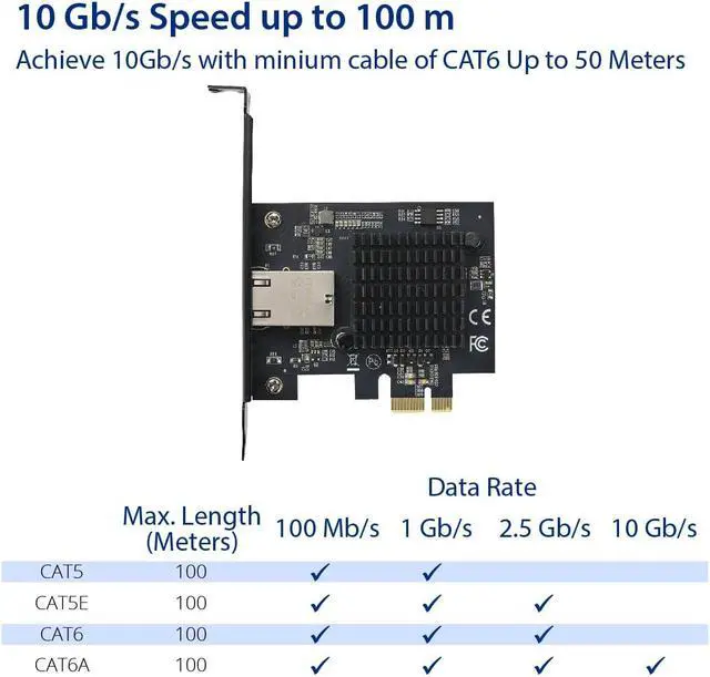 Alt view image 3 of 5 - Single Port 10 Gigabit Ethernet PCI-e x1 Network Card
