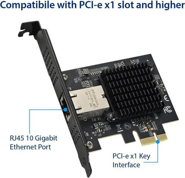 Alt view image 4 of 5 - Single Port 10 Gigabit Ethernet PCI-e x1 Network Card