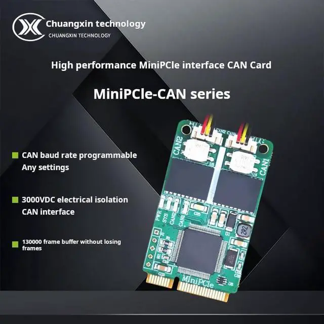 Alt view image 3 of 7 - Mini PCIe Dual Channel CAN Bus Interface Card PCIe Communication Module