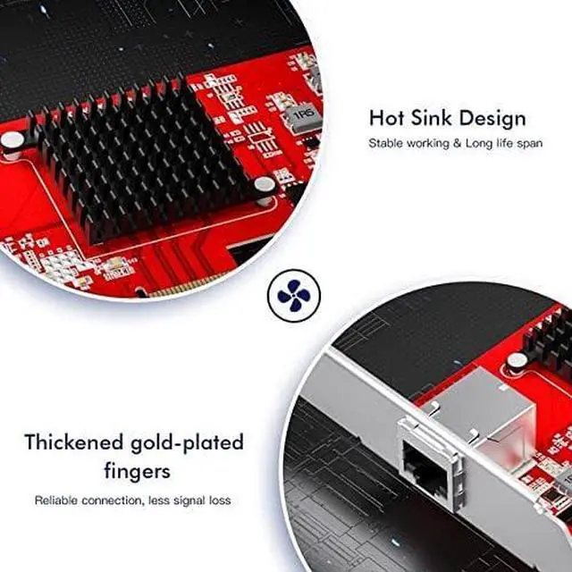 Main image of 10G Network Card Port RJ45 Pcie X4 LAN 10000M Converter Adapter Server Network Card PCI-E 4X Single AQC107 Chipset Networking (RED)