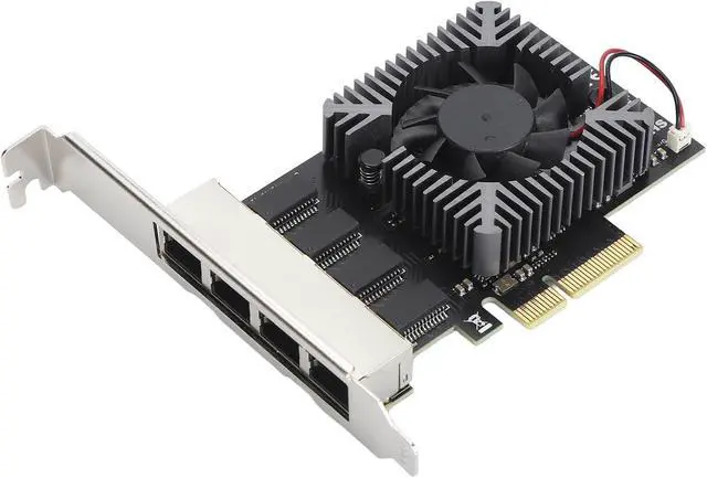 Alt view image 6 of 7 - 4 Port PCIe Ethernet Network Card, 100/1000/2500Mbps PCI LAN Card, Gigabit Ethernet Interface Adapter with 8 LED Indicators, RJ45, X4,X8,X16 Slot, for Linux for