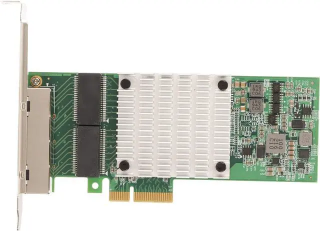 Main image of 4 Port Gigabit Network Card with Large Heat Sink, Gold Pins, RJ45 Interface for Desktop Computers, PCIEx4 Card, Low, Server