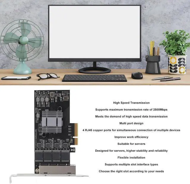 Alt view image 3 of 7 - 2.5Gb PCIe Network Card, 100/1000/2500Mbps Gigabit Ethernet Network Adapter with 8 LED Indicators, RJ45 PCI Express2.0 Ethernet Interface Adapter, for, for Linux, for
