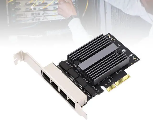 Alt view image 2 of 7 - SUNGOOYUE 4 Port Gigabit Ethernet Card, Large Heat Sink for Effective Cooling High Performance Chip with 8 LED Indicators, for Desktop Workstation Server