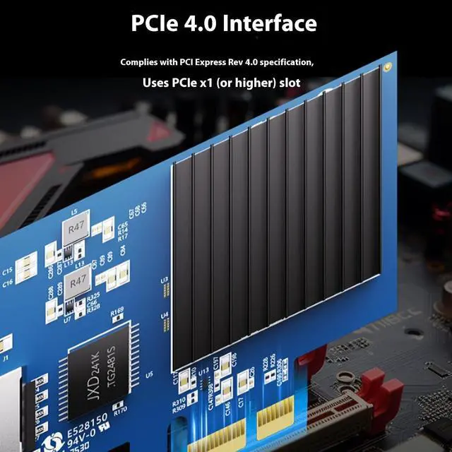 Alt view image 6 of 7 - 10Gbps Networking Card PCIe4.0 Slot 16Gbps Bandwidth RTL8127 Chip Low Power Design for NAS Gaming and Virtual Machines Not Disk Required PCIe NICs