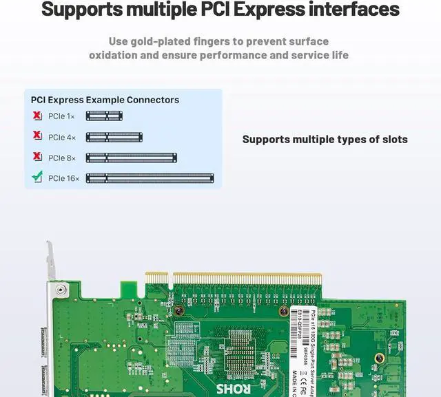 Alt view image 3 of 7 - with Broadcom BCM57810S Chip 10Gb Fiber Optic Network Card,Dual SFP+ Ports Ethernet Adapter,PCIE X8 Optical Port,Support Windows server/Linux/Vmware(with 2 Pieces of Single mode Optical Module)