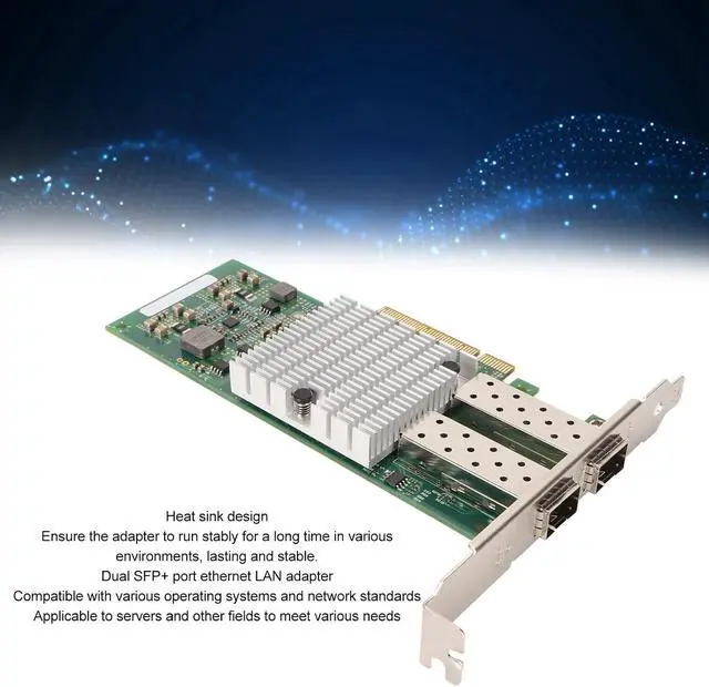 Alt view image 4 of 7 - Gugxiom 10Gb PCIe NIC Network Card, Dual SFP Plus Port, with 82599ES Controller, Ethernet LAN Adapter for Server PC, X520 DA2, E10G42BTDA