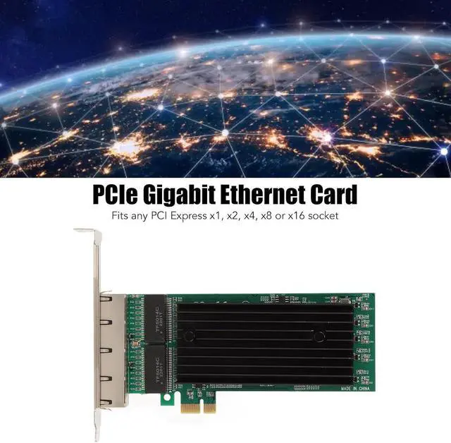 Alt view image 4 of 7 - 4 Port PCIe Network Adapter, PCI Express Gigabit Ethernet Card, 10 100 1000Mbps Base T RJ45 LAN Network Card with JL82576EB Controller, for 7 8 10 Server 2012 2016