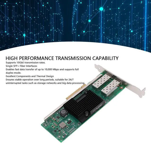 Alt view image 2 of 7 - 10Gb SFP + PCI E Ethernet Network Card, Single SFP + Interface Support for X710AM1 Chip, PCI Express 3.0 X8 Ethernet Server Adapter Support for Server/VMware