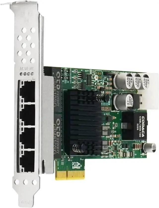 Alt view image 2 of 3 - PCIe x4 Quad Port with Surge Protection Gigabit Ethernet Image Capture Card (1 ntel I350)