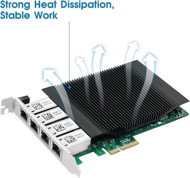 Alt view image 2 of 5 - Gigabit Network Card with 1ntel I350 Controller,4 RJ45 PoE+ Ports PCI Express v2.1 x4 Ethernet Adapter Support Windows/Windows Server/Linux