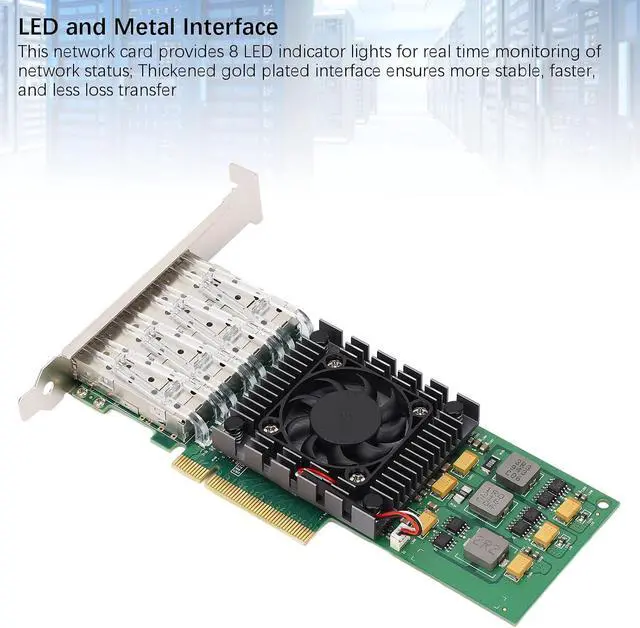 Alt view image 4 of 7 - Quad Port PCIe X8 10 Gigabit Ethernet Server Network Card with SFP28 and LC Fiber Port