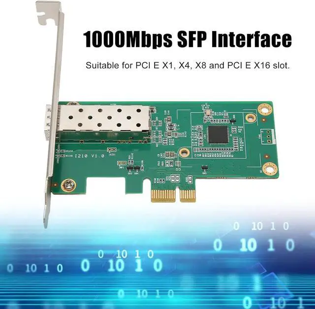 Alt view image 3 of 7 - Pcie Network Card, 10/100/1000Mbps Gigabit Ethernet, PCI Express Network Adapter Card, SFP Fiber Interface, I210 Chipset, 2.1 2.5GT/S Server Network Adapter for Computer Chassis