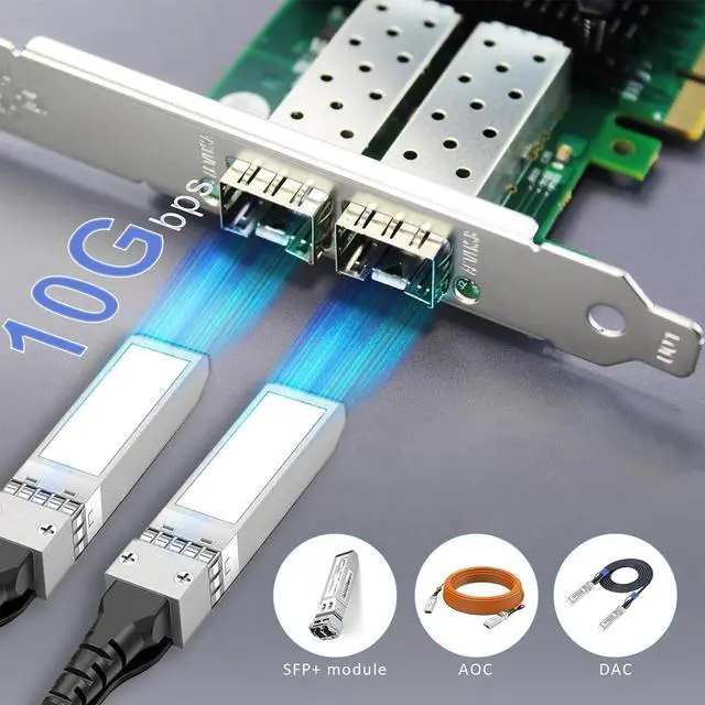 Alt view image 2 of 3 - 2-Port 10Gb SFP+ Ethernet Network Card with 82599ES Controller, PCIE 2.0 X8 Interface