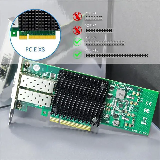 Alt view image 3 of 3 - 2-Port 10Gb SFP+ Ethernet Network Card with 82599ES Controller, PCIE 2.0 X8 Interface