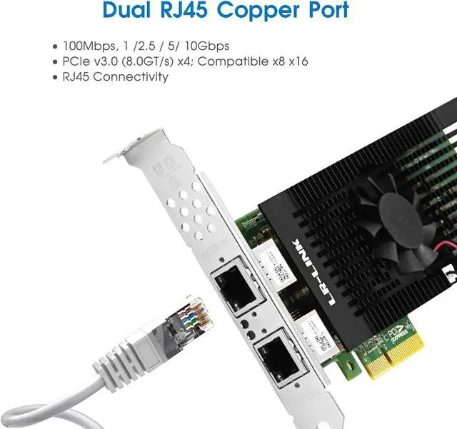 Alt view image 2 of 4 - HSES1042PT PCIe3.0 x4 Dual-Port 10G Ethernet Network Adapter