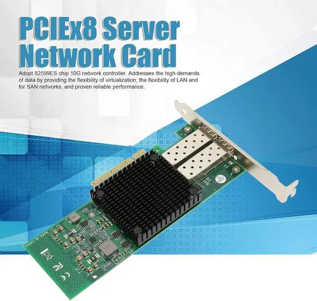 Alt view image 2 of 7 - Dual Port SFP Server Nic, 82599Es Chip 10G Network Controller, Flexible Network Optimization, 10 Gigabit Ethernet 10,000MBps Transfer Rate, Power Saving Design PCIEx8