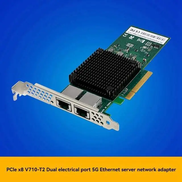 Alt view image 3 of 6 - Network Card PCIe X8 V710-T2 Dual Port Server Network Card Supports 2 X 5GbE NBASE-T Server Network Card